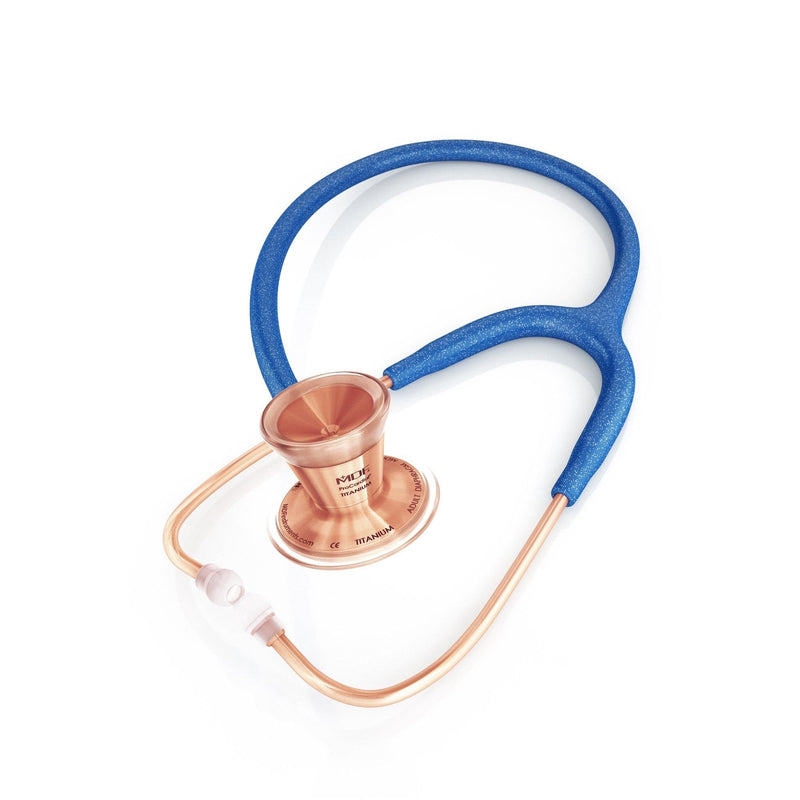 Stethoscope MDF Instruments ProCardial Titanium Maliblu Royal Blue Glitter and Rose Gold
