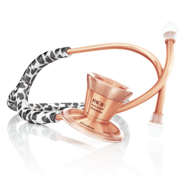 Rose Gold Stethoscope MDF Instruments ProCardial Titanium Cardiology Snow Leopard