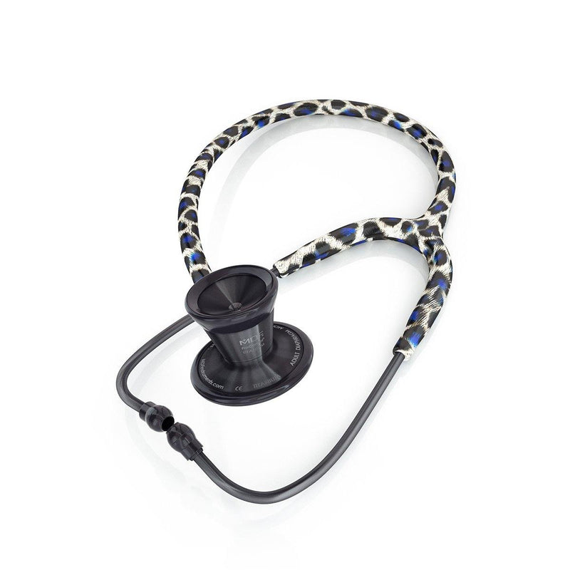 Stethoscope MDF Instruments ProCardial Titanium Blue Leopard Print Tiberius Panther and BlackOut