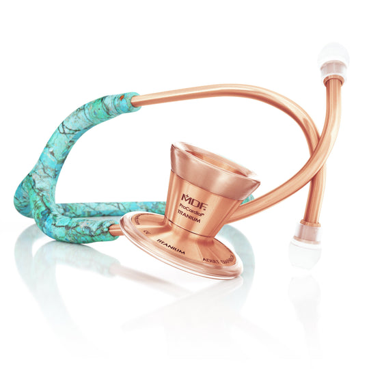 ProCardial® Titanium Cardiology Stethoscope - Turquoise/Rose Gold - MDF Instruments Official Store - No - Stethoscope