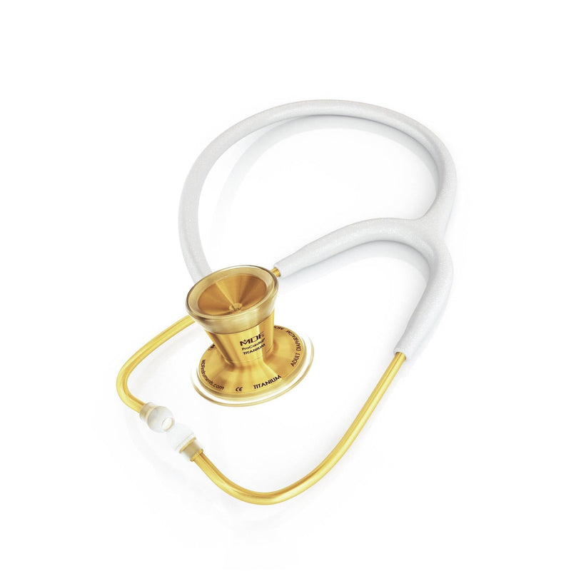 ProCardial® Titanium Cardiology Stethoscope - White Glitter/Gold - MDF Instruments Official Store - Stethoscope