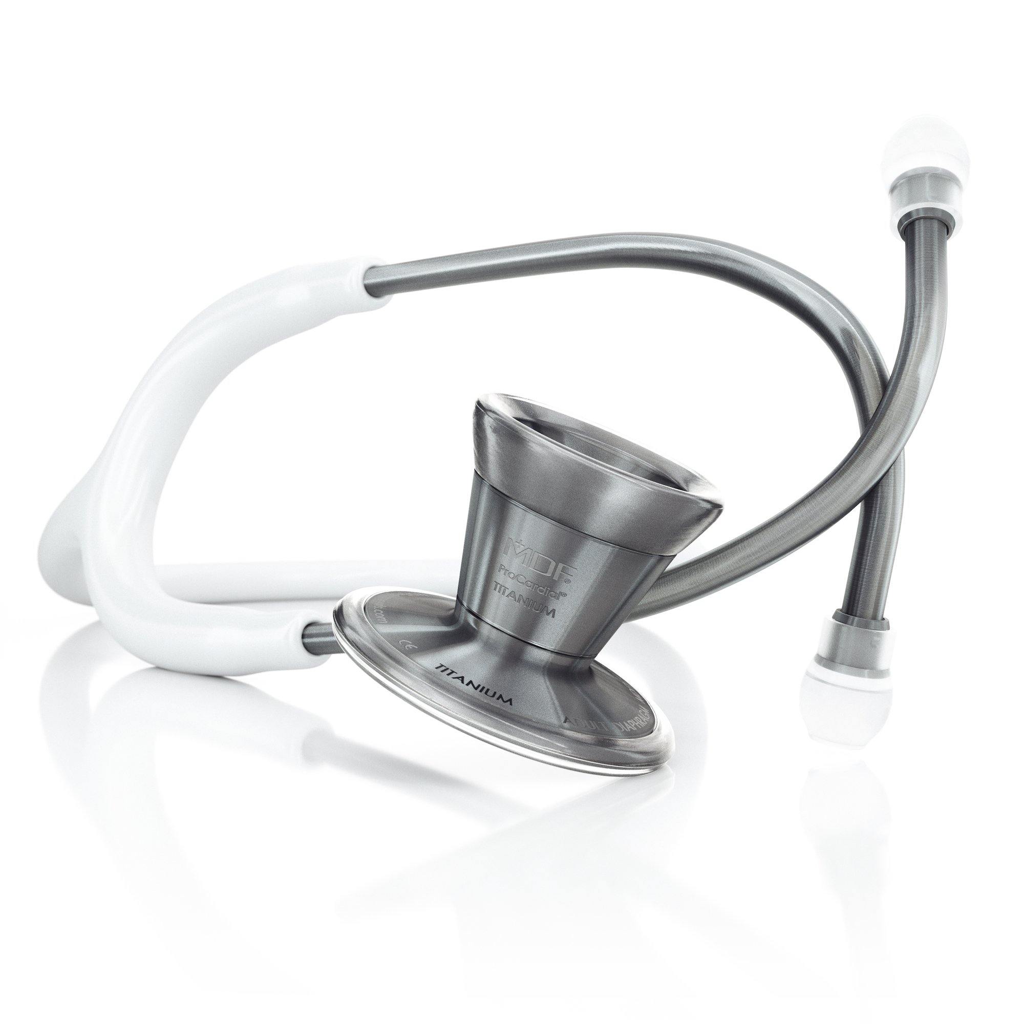 ProCardial® Titanium Cardiology Stethoscope - White/Metalika - MDF Instruments Official Store - No - Stethoscope