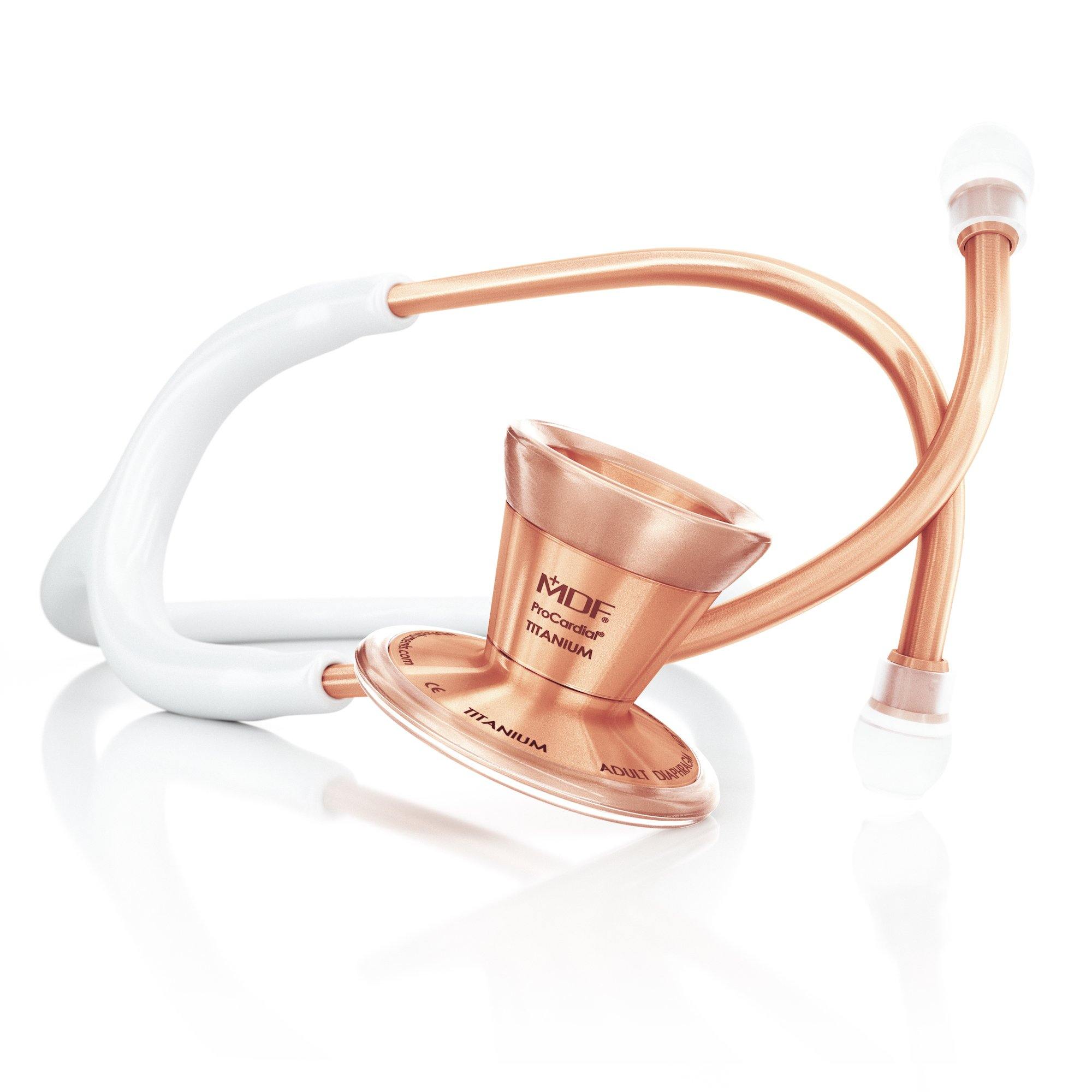 Stethoscope MDF Instruments ProCardial Titanium Cardiology Rose Gold and BlaBlanc White