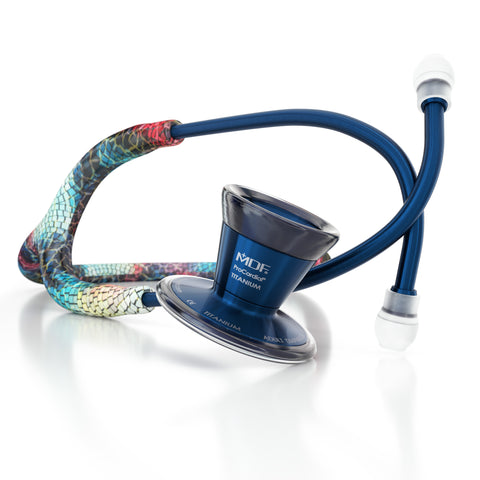 Stethoscope MDF Instruments ProCardial Titanium Mosaic Print Tessera and Capridium Blue